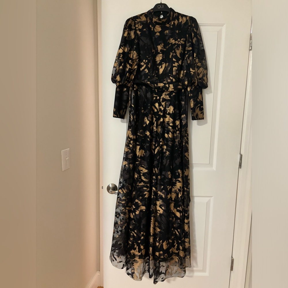 Gold and black evening gown